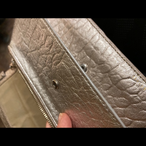 Stuart Weitzman Metallic Rose Gold Silver Chain purse wallet clutch - Picture 7 of 14